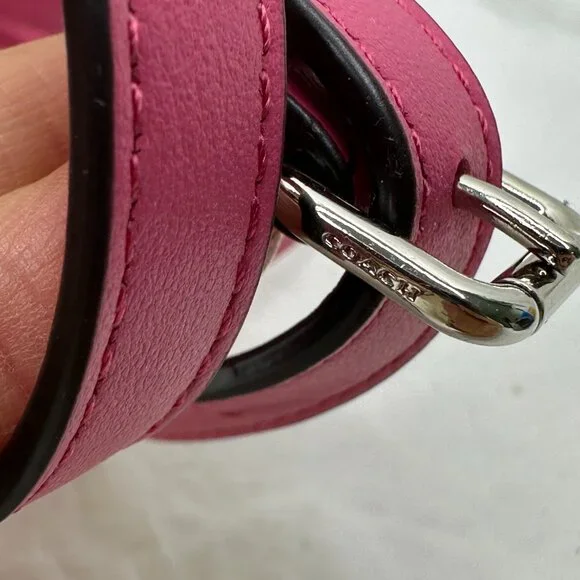 Coach Hot Pink Leather Purse Strap 48 in Adjustable Fuchsia Silver Clip Hardware - Picture 2 of 8